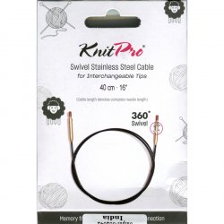 (Bild für) KnitPro Edelstahlseil SWIVEL 360 und Zubehör - 40 cm - schwarz/gold