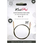 (Bild für) KnitPro Edelstahlseil SWIVEL 360 und Zubehör - 80 cm - schwarz/gold