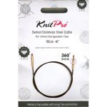 (Bild für) KnitPro Edelstahlseil SWIVEL 360 und Zubehör - 100 cm - schwarz/gold
