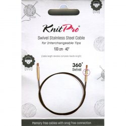 (Bild für) KnitPro Edelstahlseil SWIVEL 360 und Zubehör - 100 cm - schwarz/gold