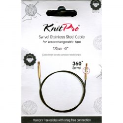 (Bild für) KnitPro Edelstahlseil SWIVEL 360 und Zubehör - 120 cm - schwarz/gold