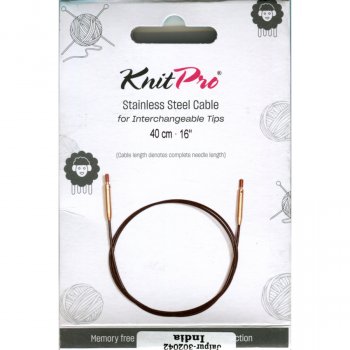 (Bild für) KnitPro Edelstahlseil und Zubehör - 40 cm - schwarz/gold