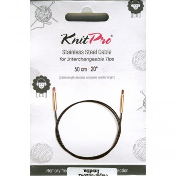 (Bild für) KnitPro Edelstahlseil und Zubehör - 50 cm - schwarz/gold