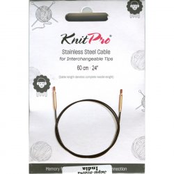 (Bild für) KnitPro Edelstahlseil und Zubehör - 60 cm - schwarz/gold