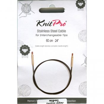 (Bild für) KnitPro Edelstahlseil und Zubehör - 60 cm - schwarz/gold