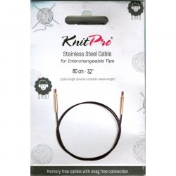 (Bild für) KnitPro Edelstahlseil und Zubehör - 80 cm - schwarz/gold