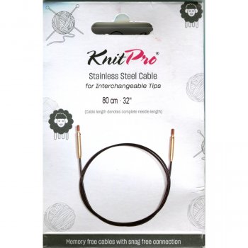 (Bild für) KnitPro Edelstahlseil und Zubehör - 80 cm - schwarz/gold