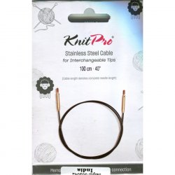 (Bild für) KnitPro Edelstahlseil und Zubehör - 100 cm - schwarz/gold