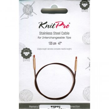 (Bild für) KnitPro Edelstahlseil und Zubehör - 120 cm - schwarz/gold