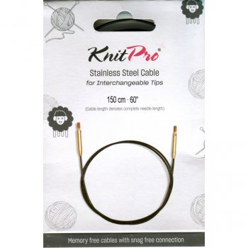 (Bild für) KnitPro Edelstahlseil und Zubehör - 150 cm - schwarz/gold