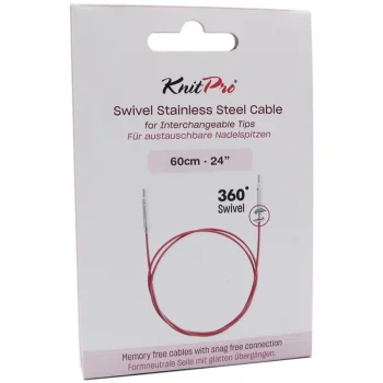 (Bild für) KnitPro Edelstahlseil SWIVEL 360 und Zubehör - 60 cm - lila