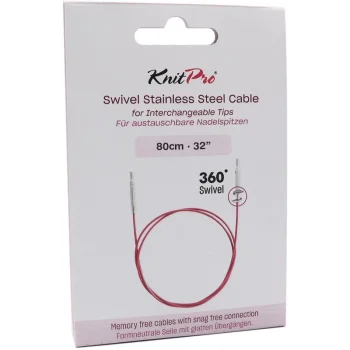 (Bild für) KnitPro Edelstahlseil SWIVEL 360 und Zubehör - 80 cm - lila