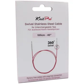 (Bild für) KnitPro Edelstahlseil SWIVEL 360 und Zubehör - 100 cm - lila