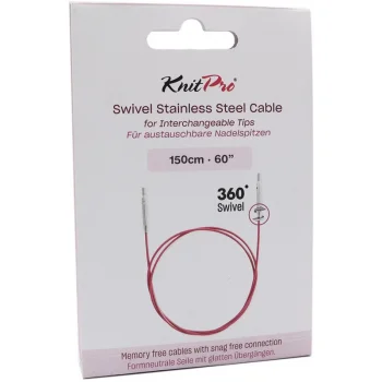 (Bild für) KnitPro Edelstahlseil SWIVEL 360 und Zubehör - 150 cm - lila