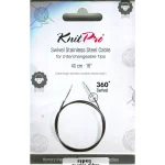 (Bild für) KnitPro Edelstahlseil SWIVEL 360 und Zubehör - 40 cm - schwarz/silber