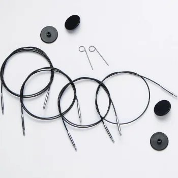 (Bild für) KnitPro Edelstahlseil SWIVEL 360 und Zubehör - 50 cm - schwarz/silber