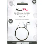 (Bild für) KnitPro Edelstahlseil SWIVEL 360 und Zubehör - 60 cm - schwarz/silber