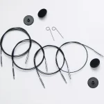 (Bild für) KnitPro Edelstahlseil SWIVEL 360 und Zubehör - 80 cm - schwarz/silber