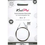 (Bild für) KnitPro Edelstahlseil SWIVEL 360 und Zubehör - 80 cm - schwarz/silber