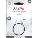 (Bild für) KnitPro Edelstahlseil SWIVEL 360 und Zubehör - 100 cm - schwarz/silber