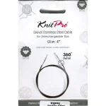 (Bild für) KnitPro Edelstahlseil SWIVEL 360 und Zubehör - 120 cm - schwarz/silber