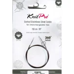 (Bild für) KnitPro Edelstahlseil SWIVEL 360 und Zubehör - 150 cm - schwarz/silber