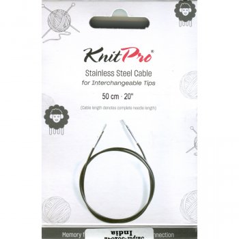 (Bild für) KnitPro Edelstahlseil und Zubehör - 50 cm - schwarz/silber