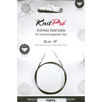 (Bild für) KnitPro Edelstahlseil und Zubehör - 60 cm - schwarz/silber