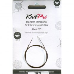 (Bild für) KnitPro Edelstahlseil und Zubehör - 80 cm - schwarz/silber