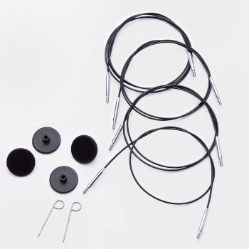 (Bild für) KnitPro Edelstahlseil und Zubehör - 100 cm - schwarz/silber