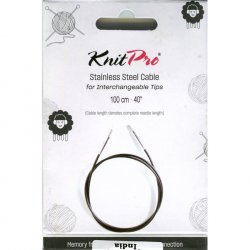(Bild für) KnitPro Edelstahlseil und Zubehör - 100 cm - schwarz/silber