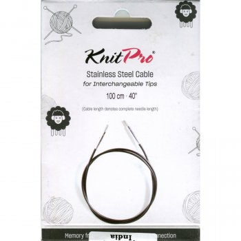 (Bild für) KnitPro Edelstahlseil und Zubehör - 100 cm - schwarz/silber