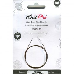 (Bild für) KnitPro Edelstahlseil und Zubehör - 120 cm - schwarz/silber