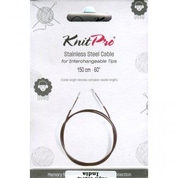 (Bild für) KnitPro Edelstahlseil und Zubehör - 150 cm - schwarz/silber