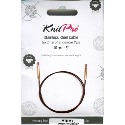 KnitPro Edelstahlseil und Zubehör - 40 cm - schwarz/gold
