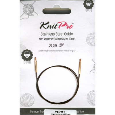 KnitPro Edelstahlseil und Zubehör - 50 cm - schwarz/gold