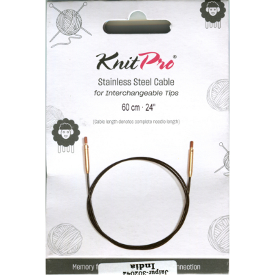 KnitPro Edelstahlseil und Zubehör - 60 cm - schwarz/gold