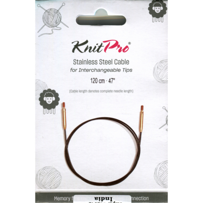 KnitPro Edelstahlseil und Zubehör - 120 cm - schwarz/gold