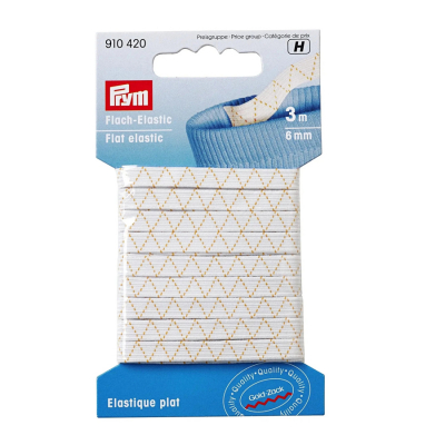 Prym Flach-Elastic - 3 m - 6 mm - weiss